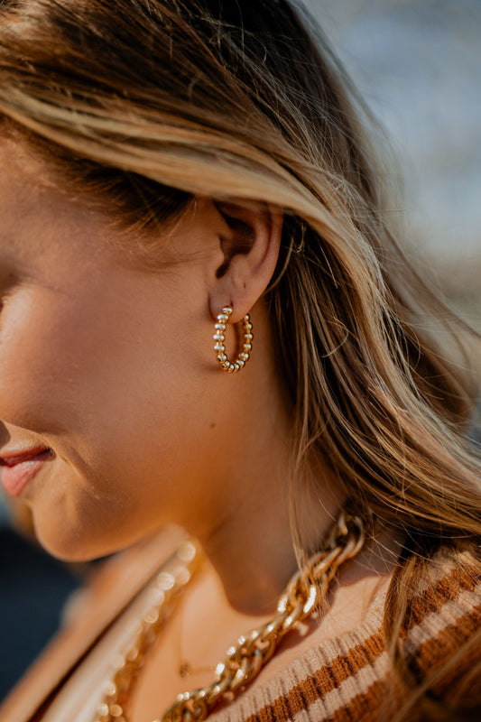 14K Dipped Ball Hoop Earrings Earrings Fashion City Gold 