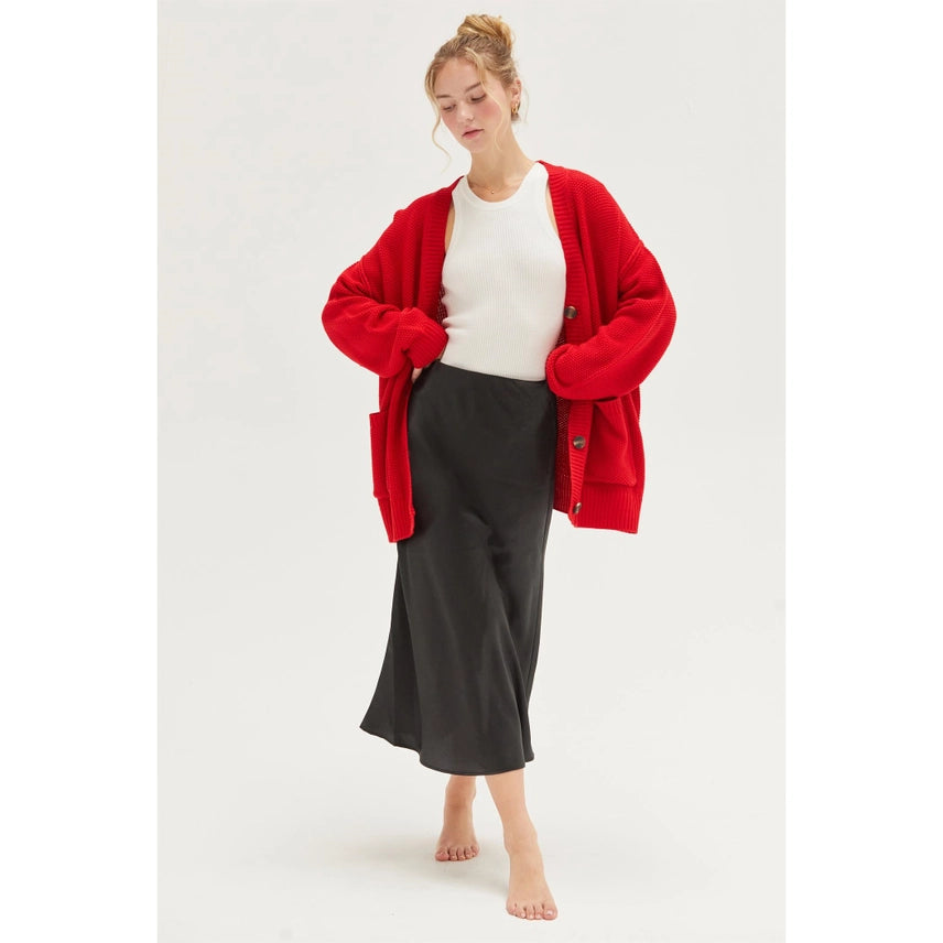 All Time Fav Red Knit Cardigan Sweater Hyfve 