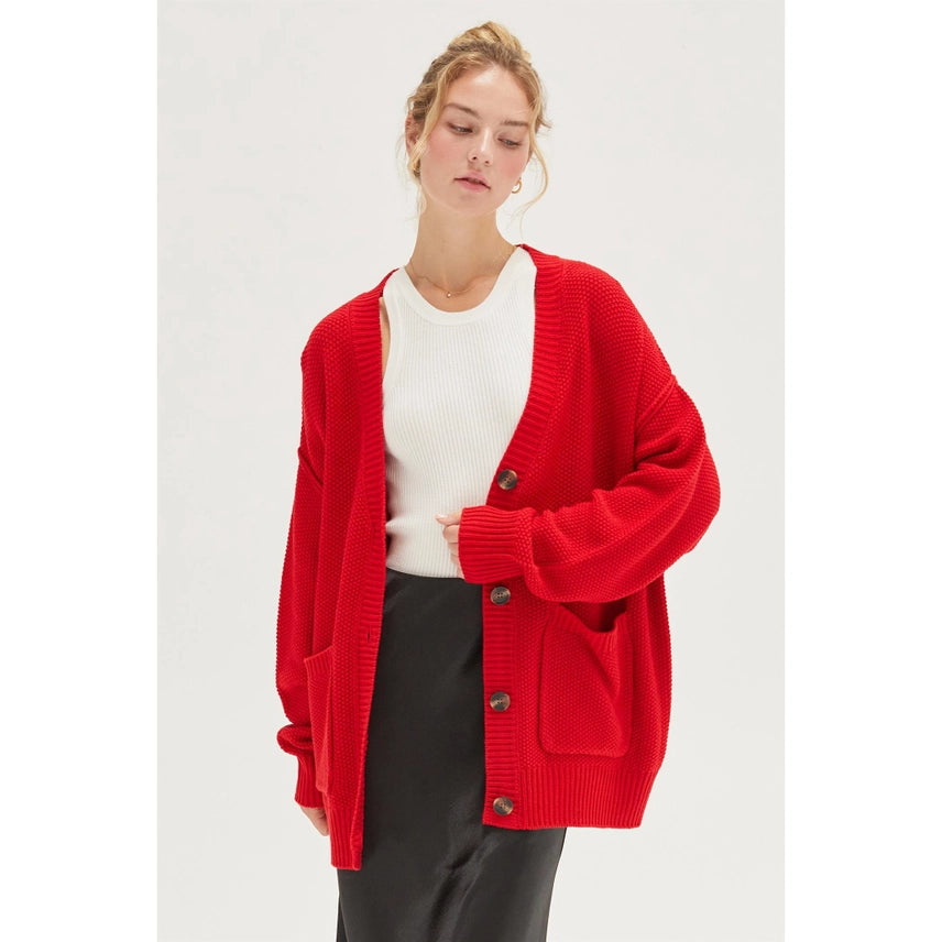 All Time Fav Red Knit Cardigan Sweater Hyfve 