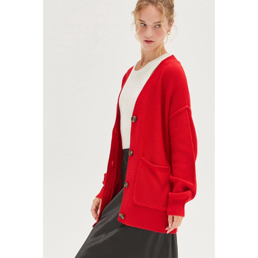 All Time Fav Red Knit Cardigan Sweater Hyfve 