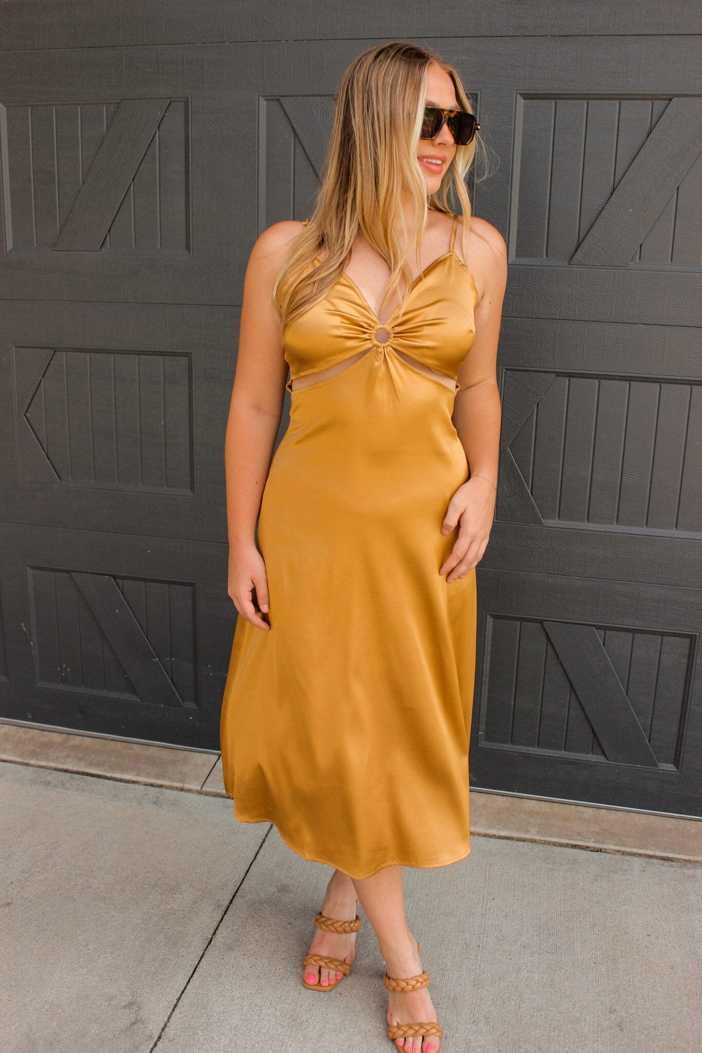 Amber Satin Midi Dress Dresses Rokoko Love 