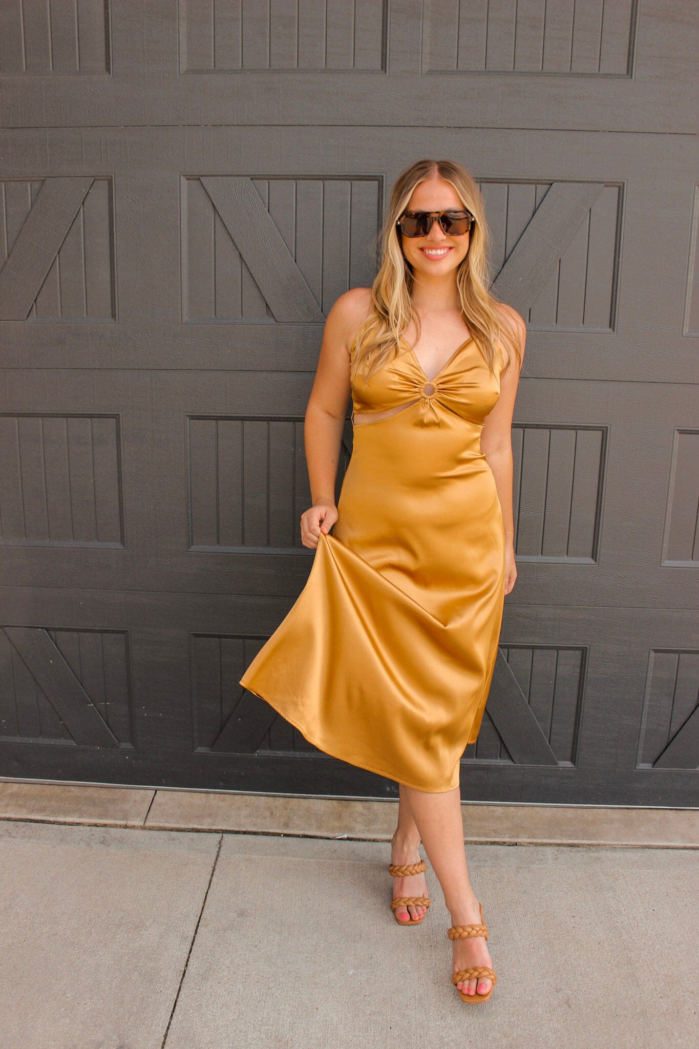 Amber Satin Midi Dress Dresses Rokoko Love 