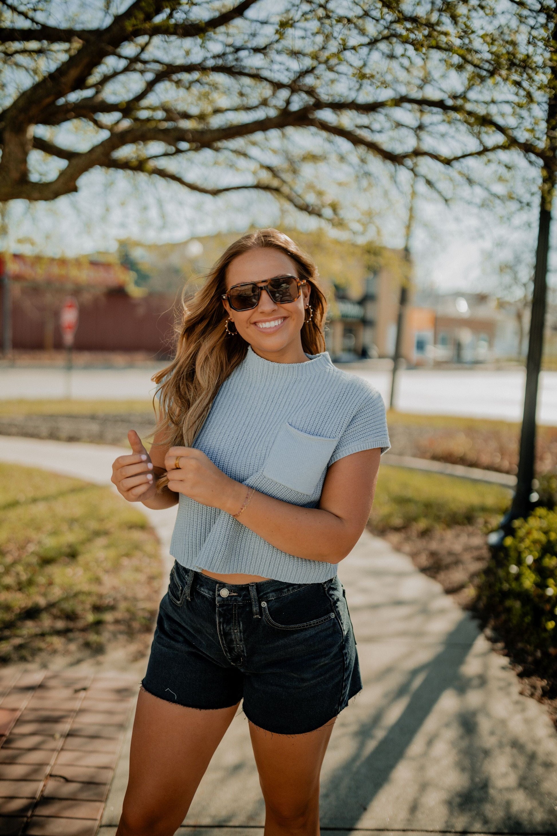 Baby Blue Sweater Top Top miou muse 