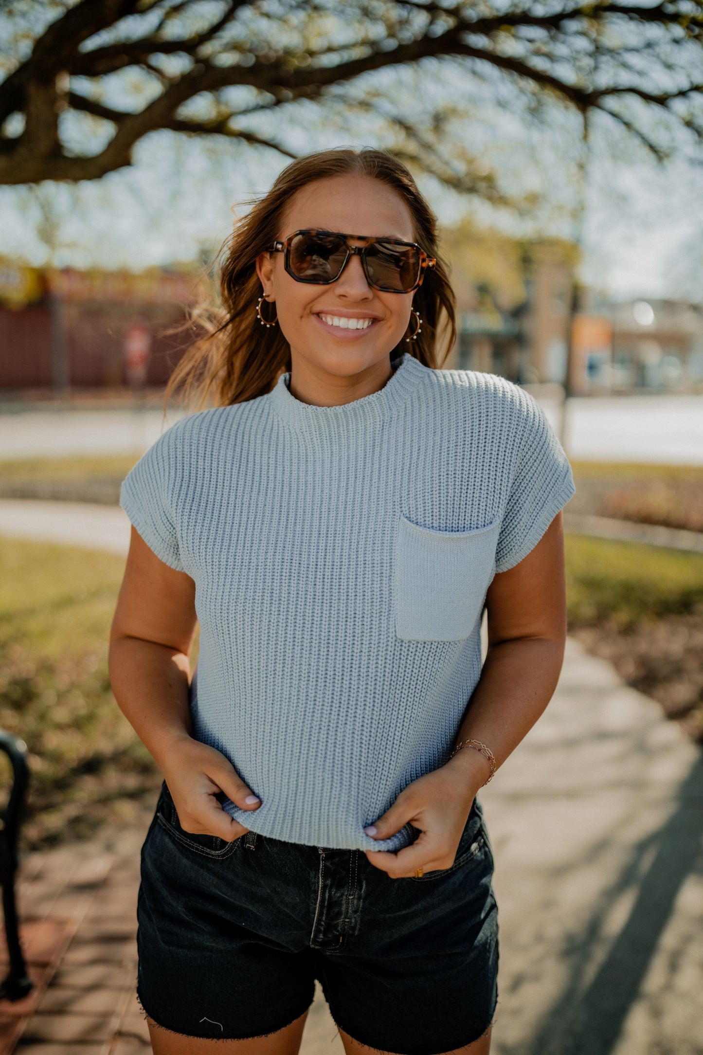 Baby Blue Sweater Top Top miou muse 