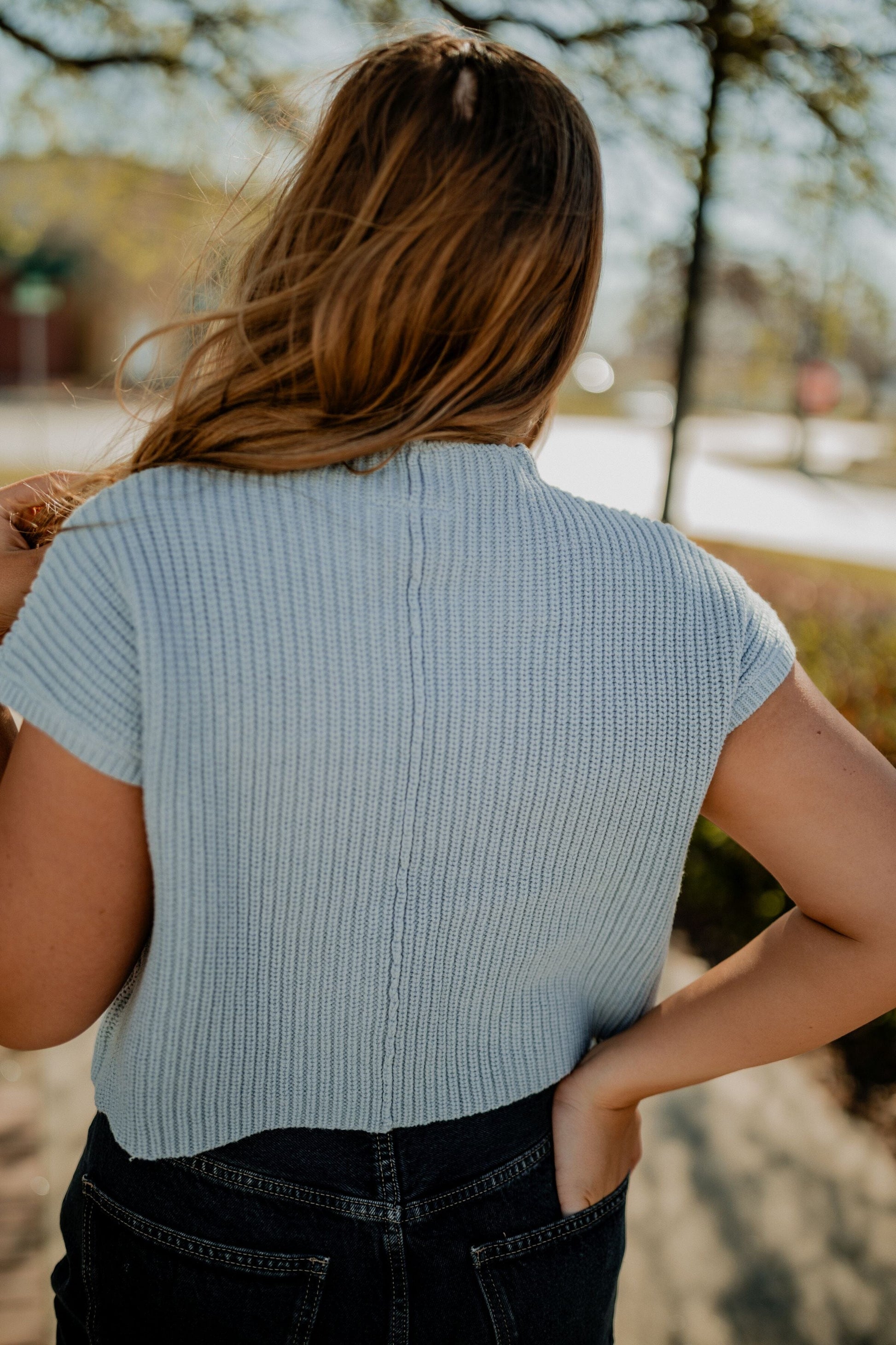 Baby Blue Sweater Top Top miou muse 