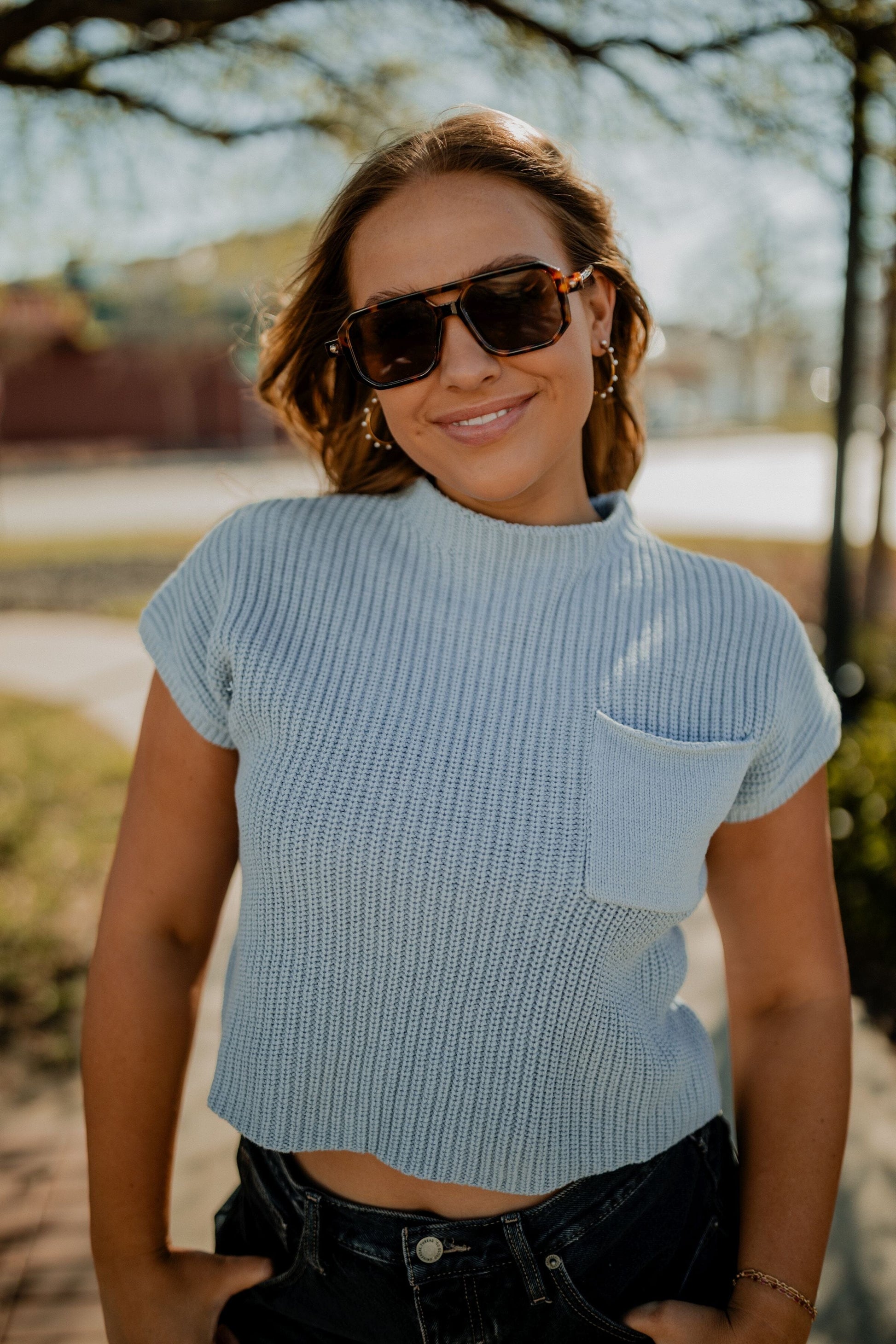 Baby Blue Sweater Top Top miou muse 