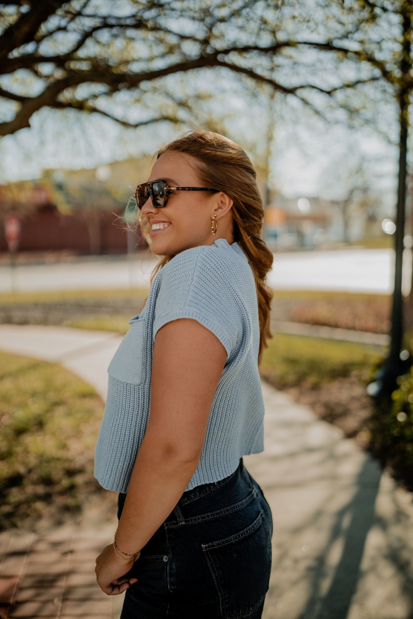 Baby Blue Sweater Top Top miou muse 