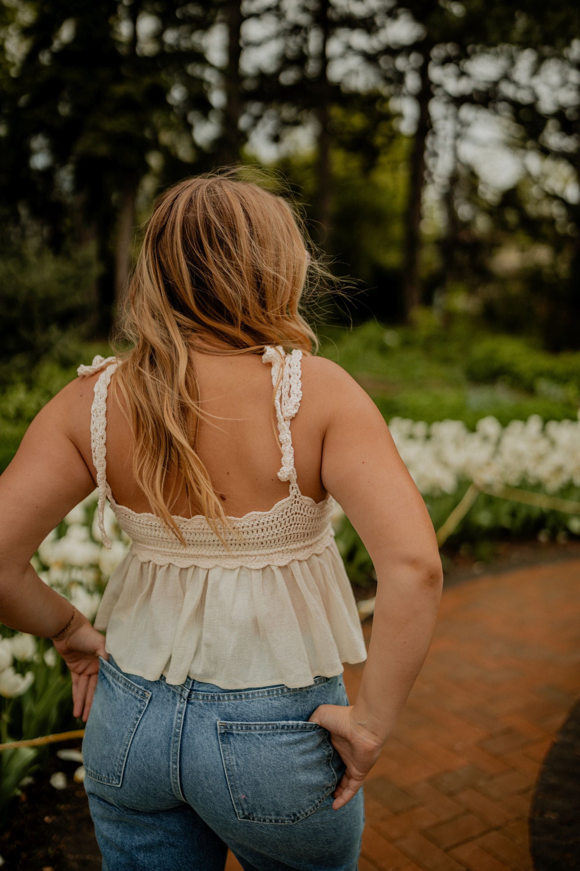 Bailey Crochet Ruffle Top Top sky to moon 