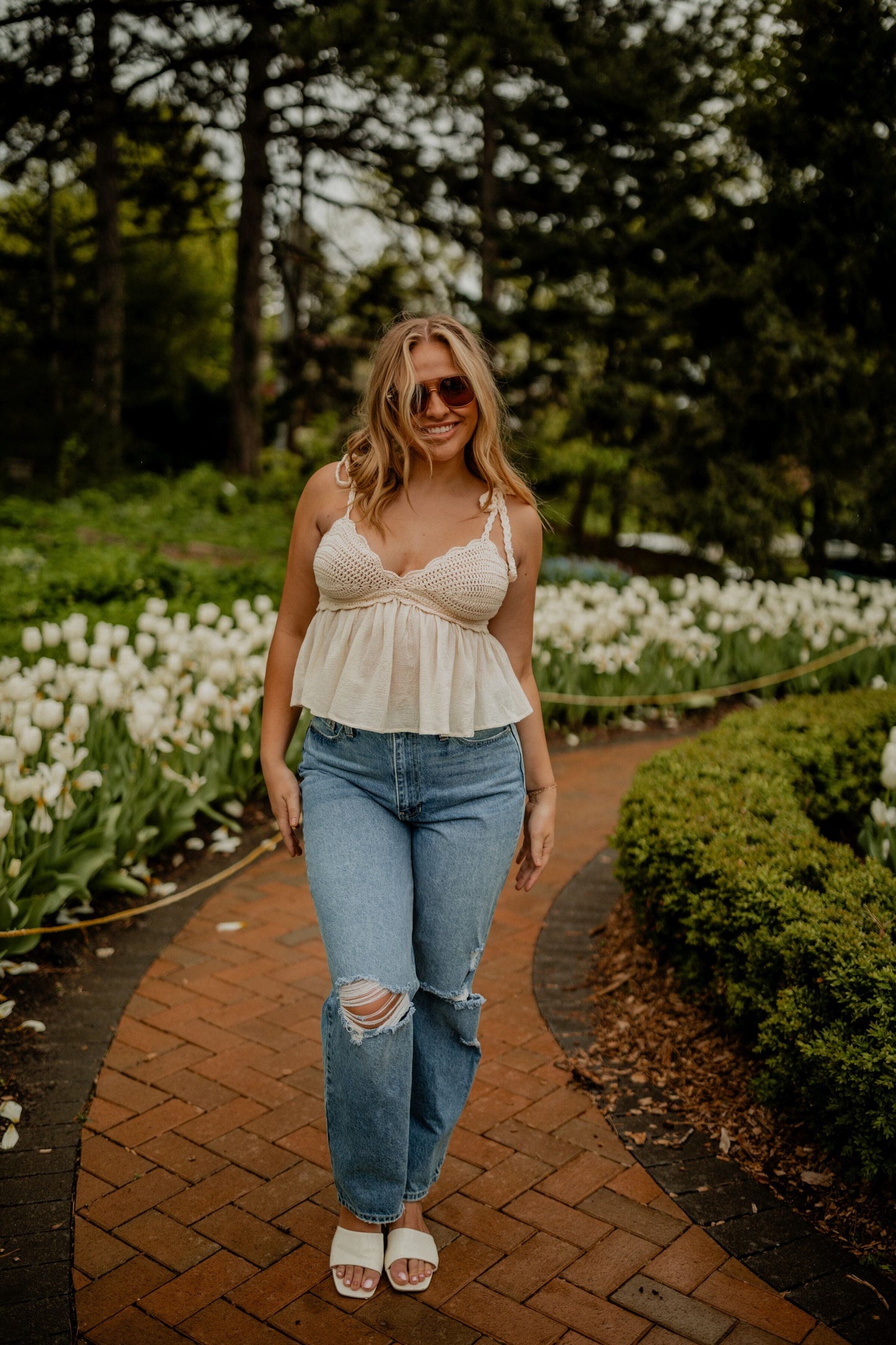 Bailey Crochet Ruffle Top Top sky to moon 