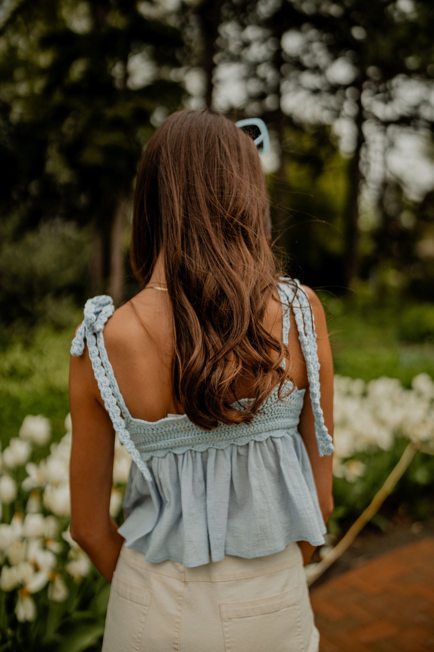 Bailey Crochet Ruffle Top Top sky to moon 