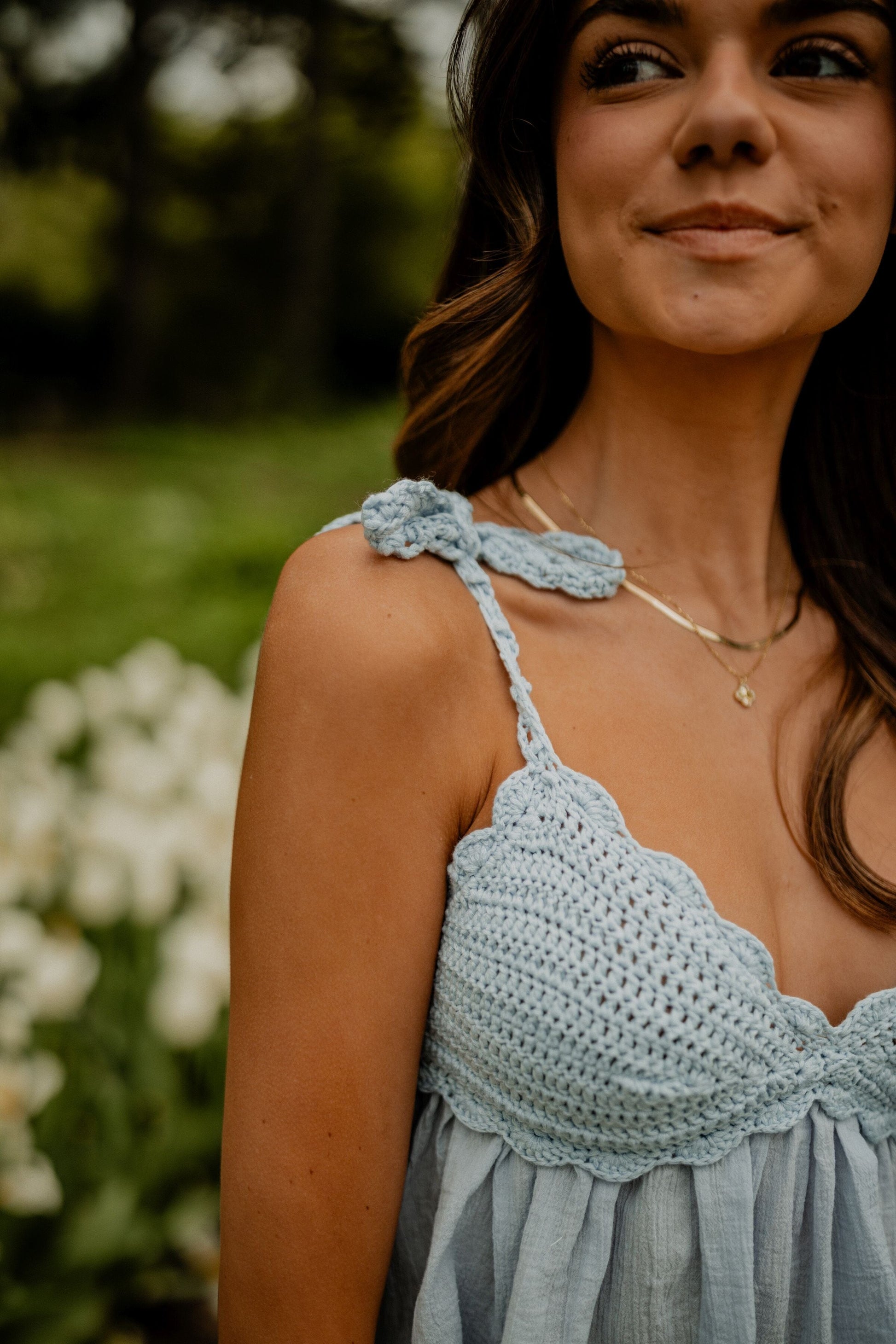 Bailey Crochet Ruffle Top Top sky to moon 