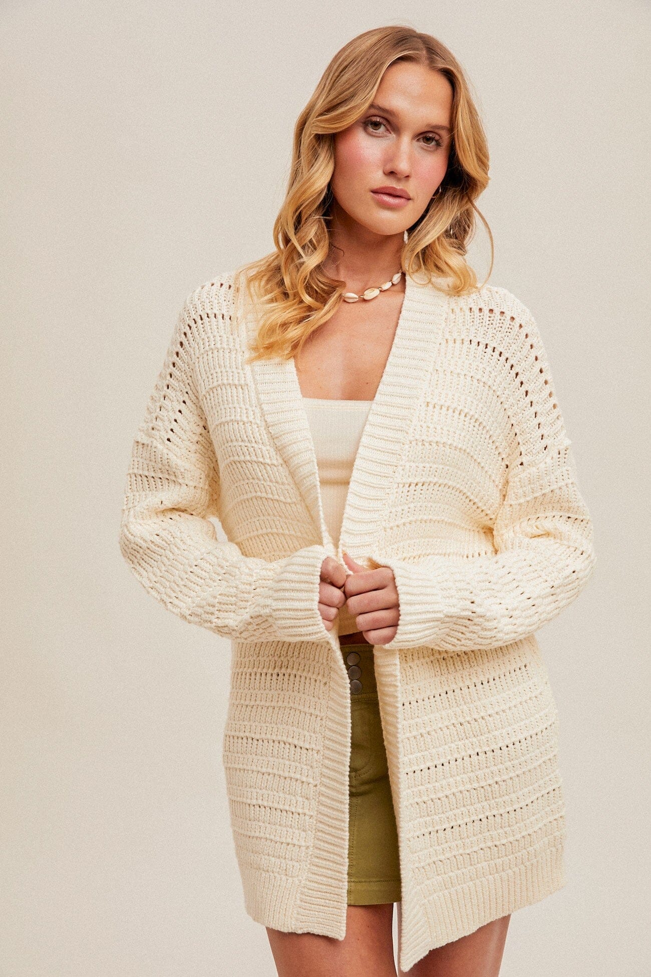 Camille Knit Cardigan Sweater hem and thread 