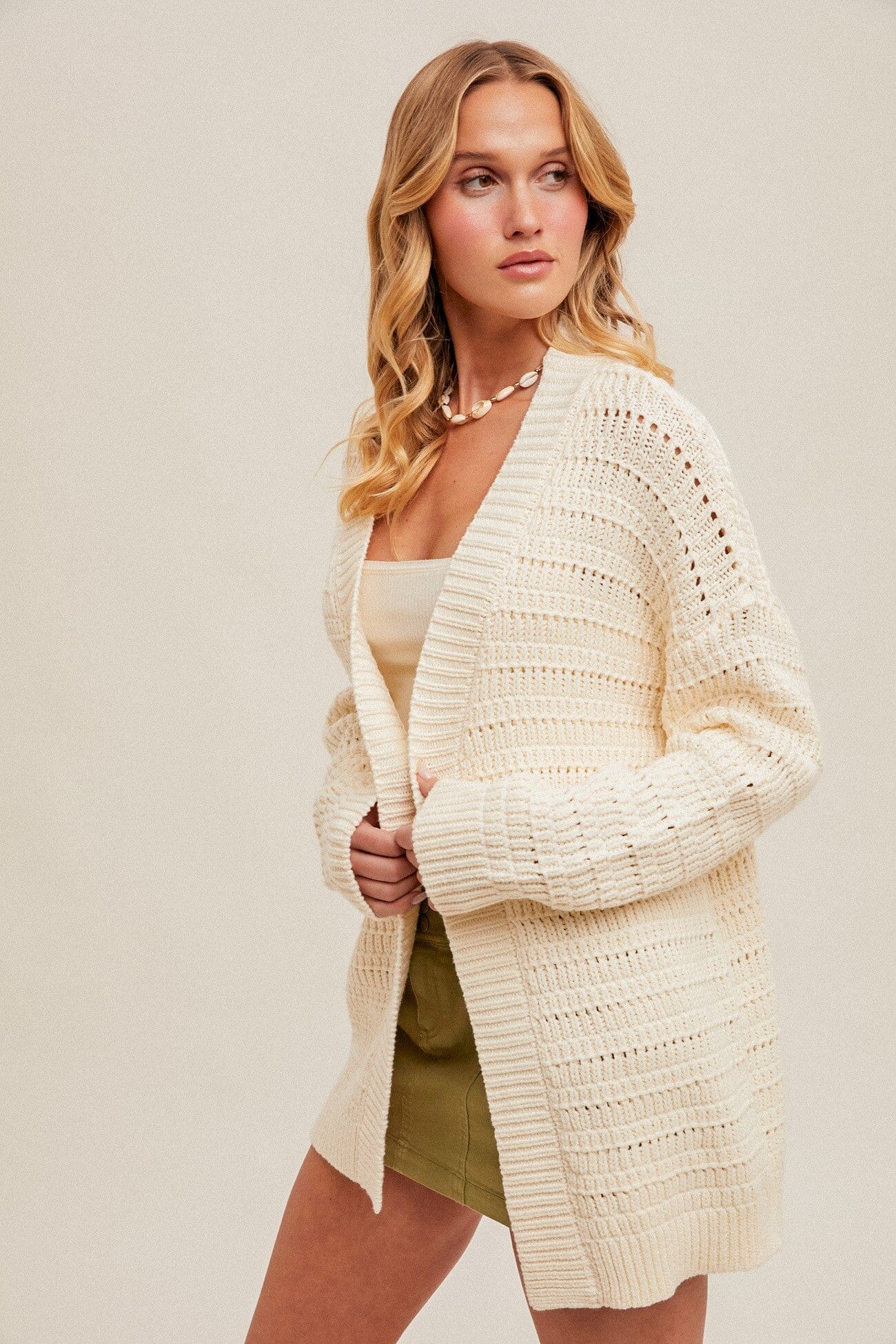 Camille Knit Cardigan Sweater hem and thread 