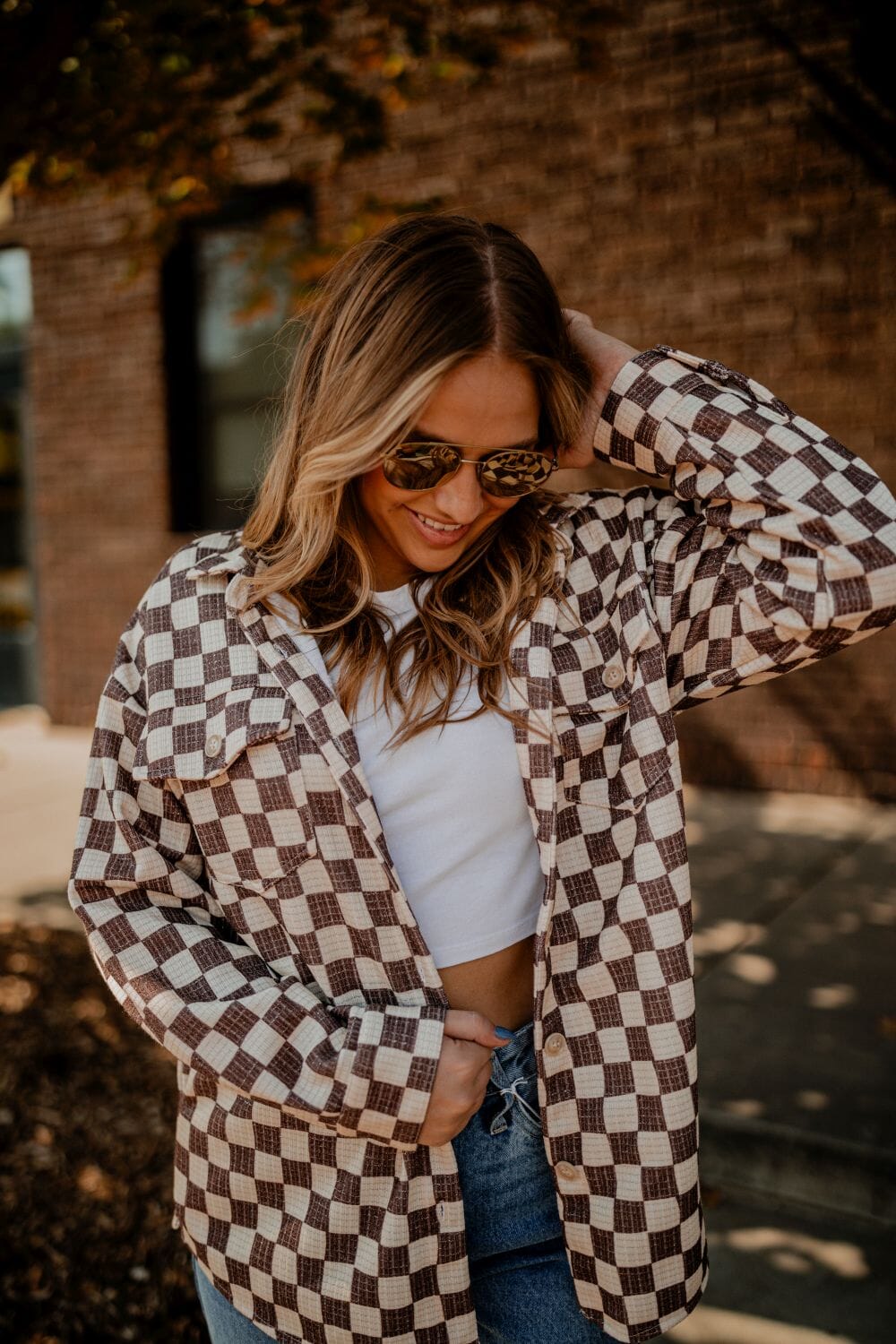 Camryn Checkered Shacket Jacket Baevly 