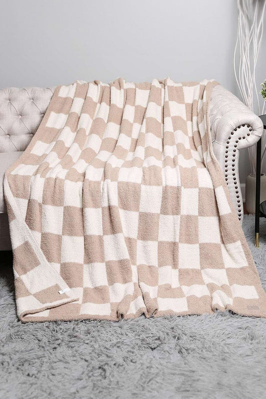 Checkered Luxury Throw Blanket Blanket Fashion City Beige 