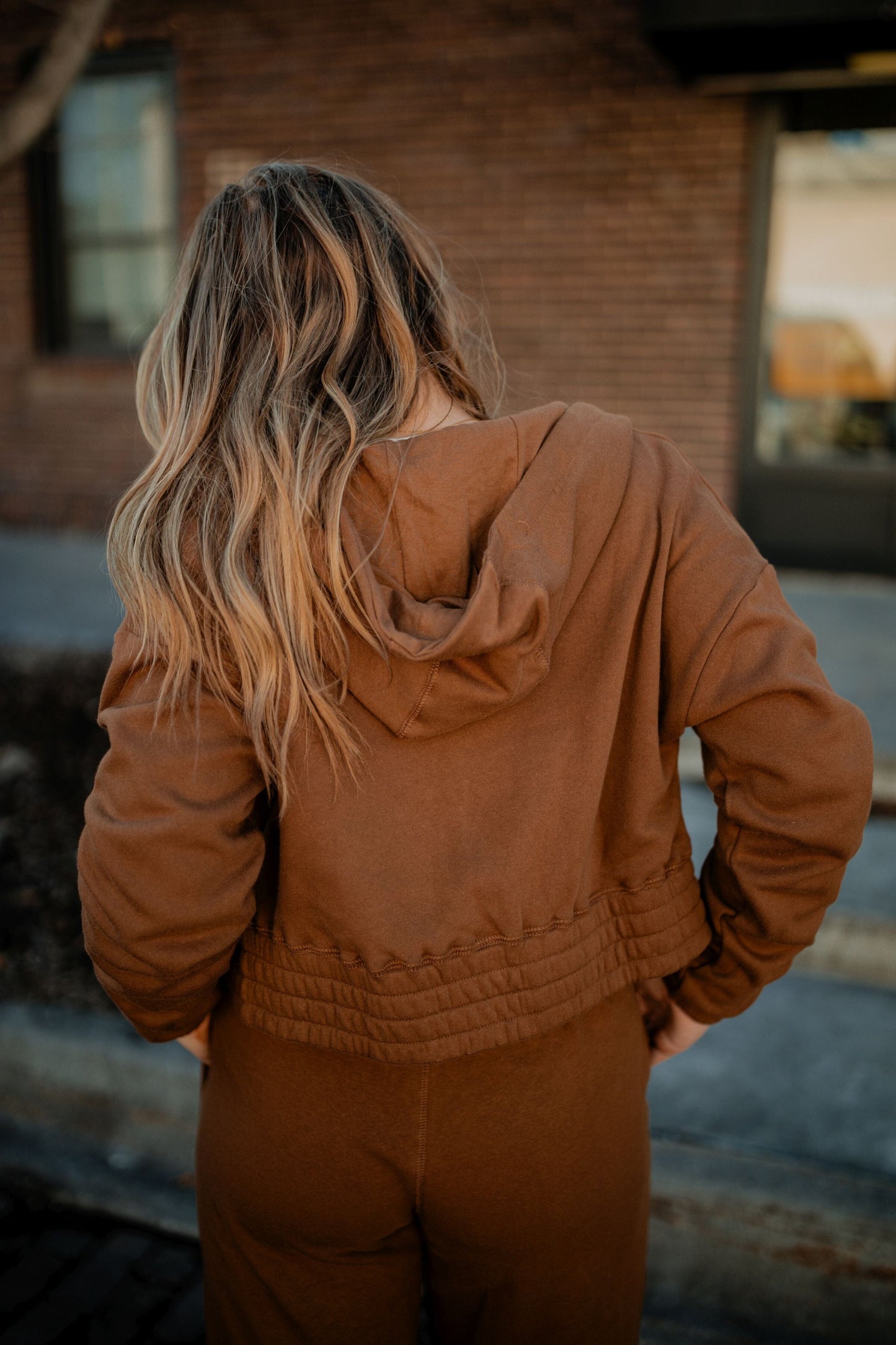 Cocoa Brown Zip Up Hoodie Sweatshirt Mono B 