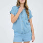 Collins Stripe Button-Up Top blu pepper 