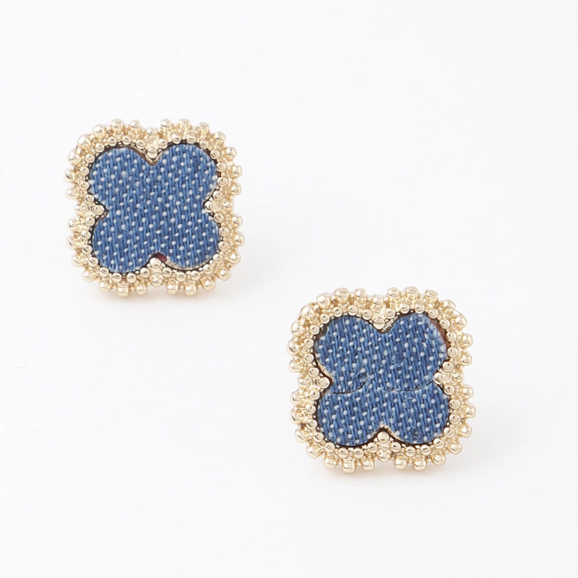 Denim Clover Earrings Earrings Fashion City 