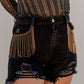 Eliza Gold Fringe Cutoff Shorts shorts blue b 