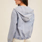 Emery Denim Bomber Jacket hem and thread 