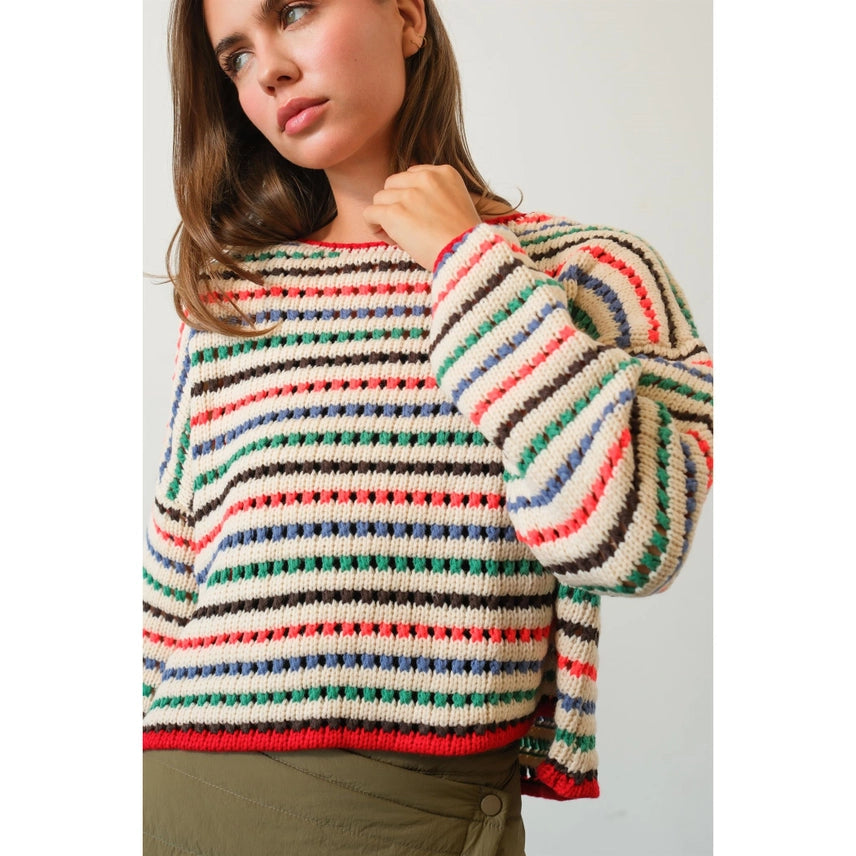 Enough Said Multi-color Striped Sweater Sweater Hyfve 