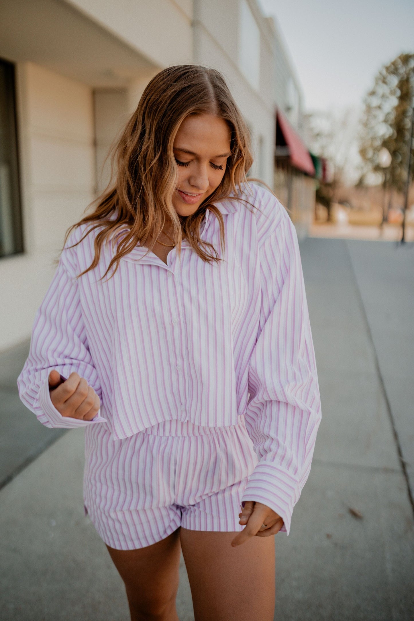 Erin Striped Button Up Top Top Tic Toc 