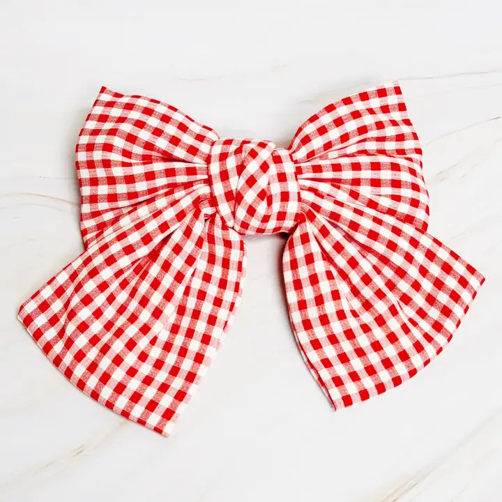 Gingham Bow Hair Accessories Ellison and Young Red 