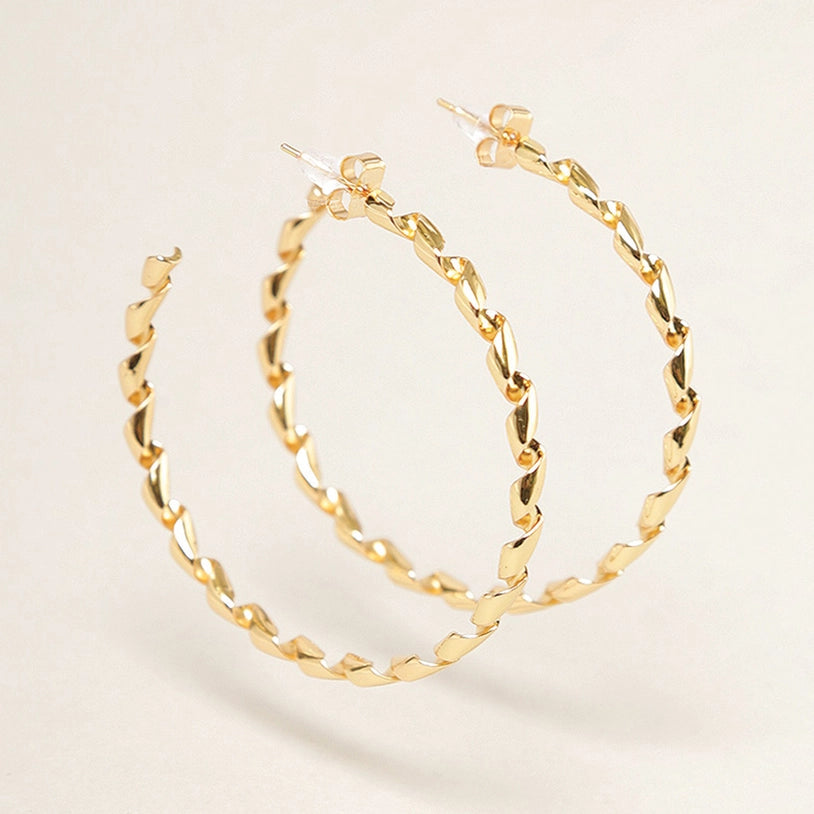 Gold Twist Hoop Earrings Earrings Fashion City 