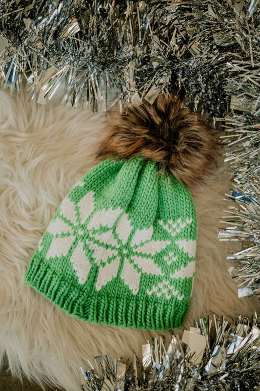 Green Snowflake Beanie Hats panache apparel 