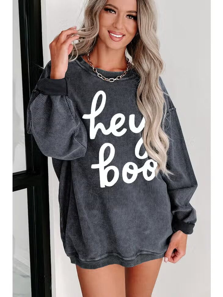 Hey Boo Corded Sweatshirt Sweatshirt PartyEight 