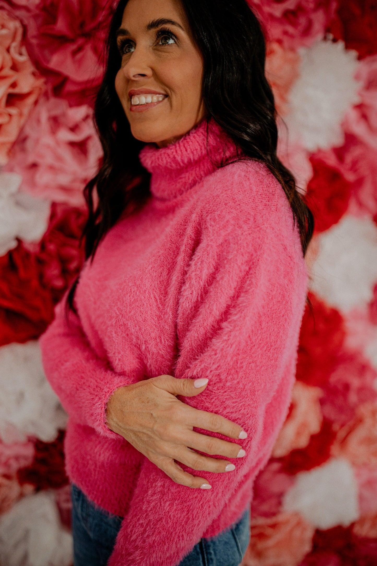 Hot Pink Fuzzy Sweater Sweater &merci 