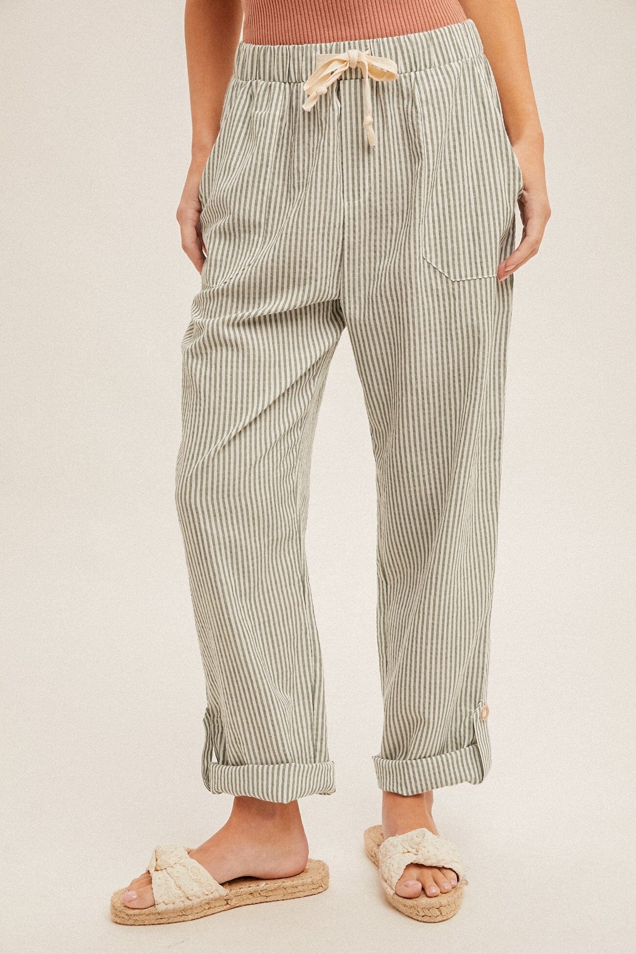 Isla Striped Pants Pants hem and thread 