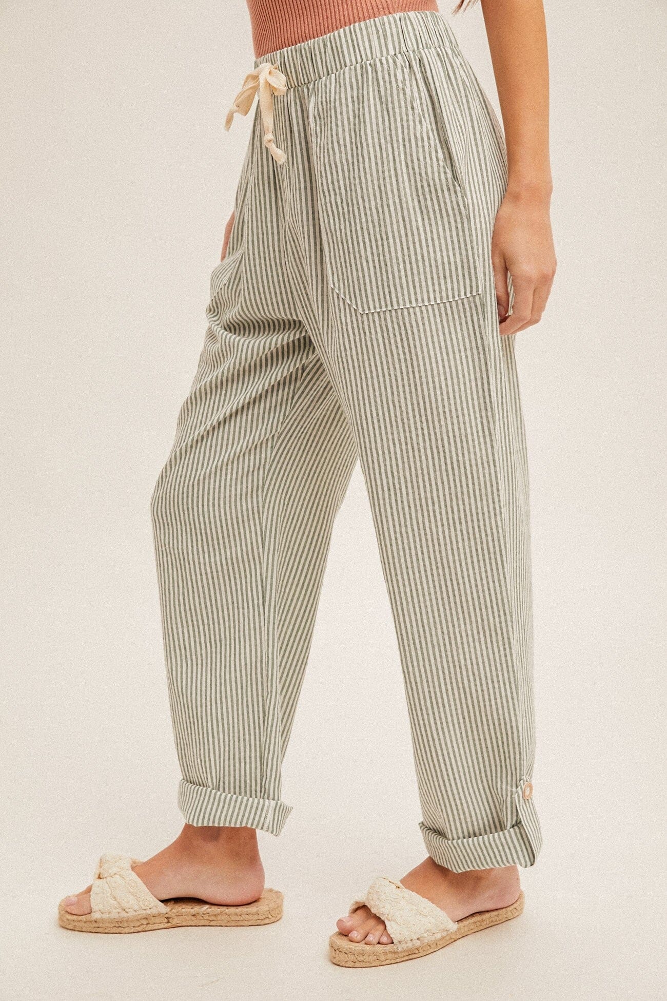 Isla Striped Pants Pants hem and thread 