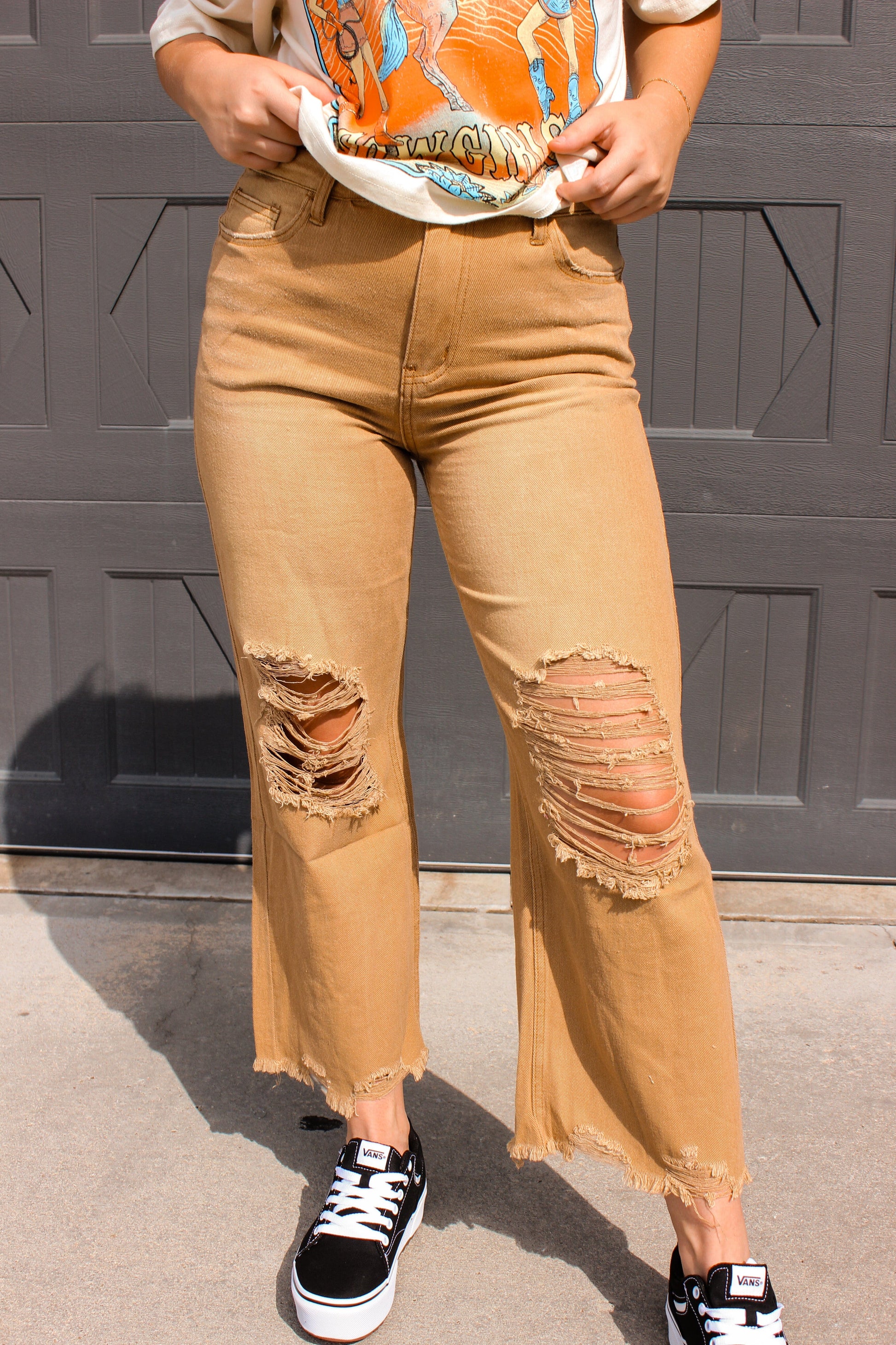 Jessie Distressed Cropped Flairs Jeans Annie Wear 