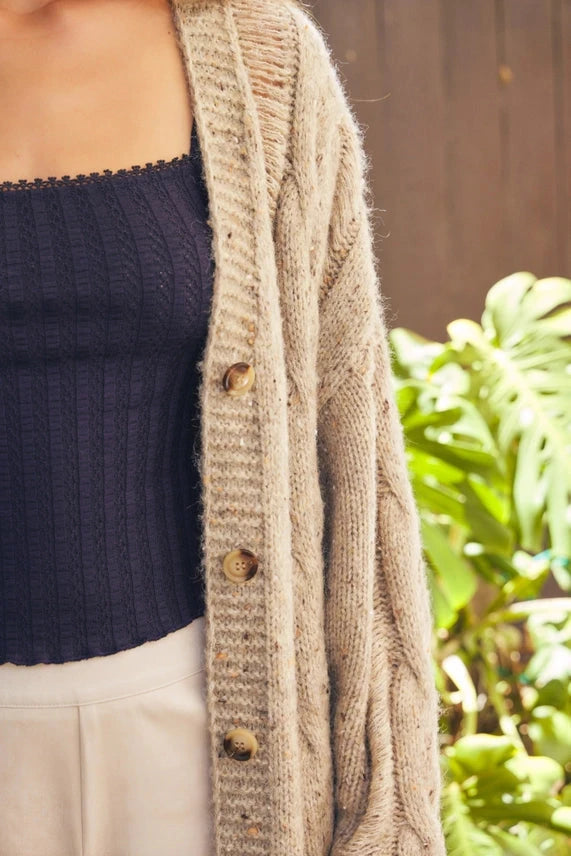 Lennox Knit Cardigan Sweater mustard seed 