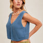 Lila V-Neck Sweater Vest Top hem and thread 