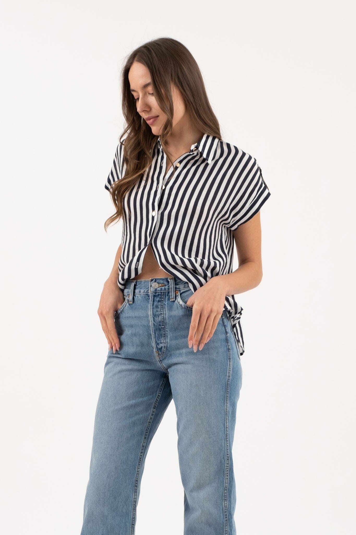 Marina Epaulette Blouse Top blu pepper 