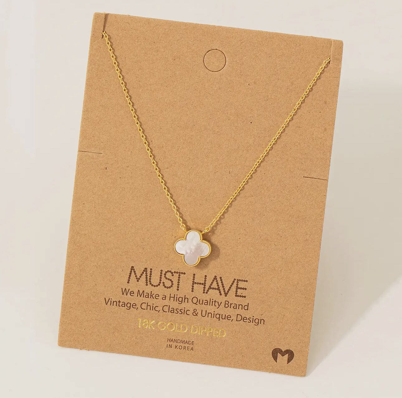 Mother Of Pearl Clover Necklace necklace fame 