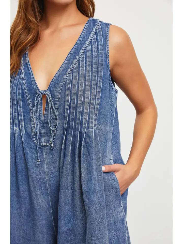 Oaklie Denim Romper romper mustard seed 