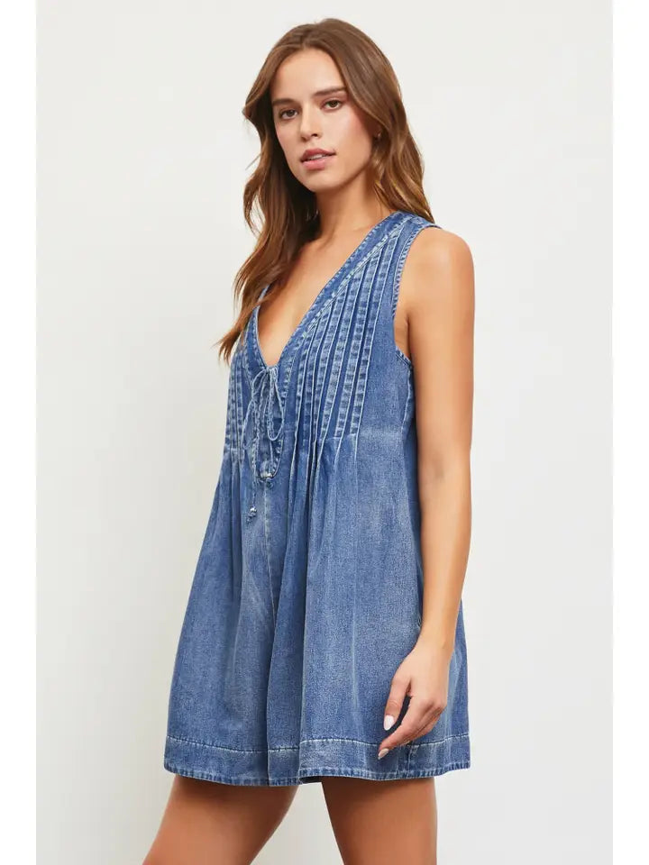 Oaklie Denim Romper romper mustard seed 