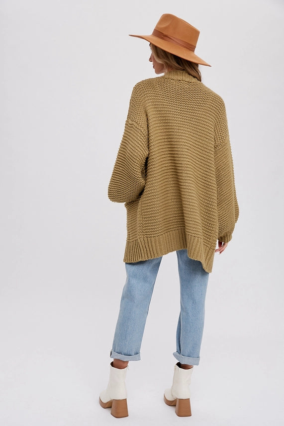 Olive Chunky Knit Cardigan Sweater bluivy 