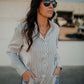 Pinstripe Button Up Top Top blu pepper 