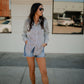 Pinstripe Button Up Top Top blu pepper 