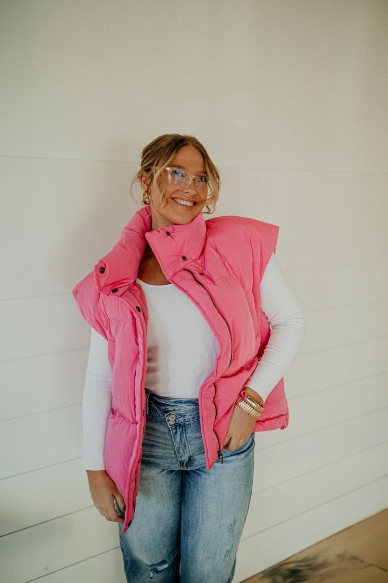 Pretty In Pink Oversized Puffer Vest vest Hyfve 