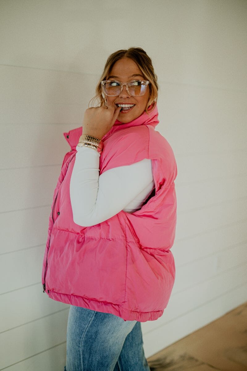 Pretty In Pink Oversized Puffer Vest vest Hyfve 