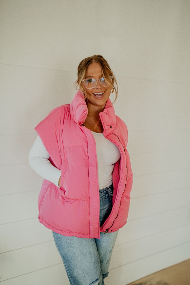 Pretty In Pink Oversized Puffer Vest vest Hyfve 