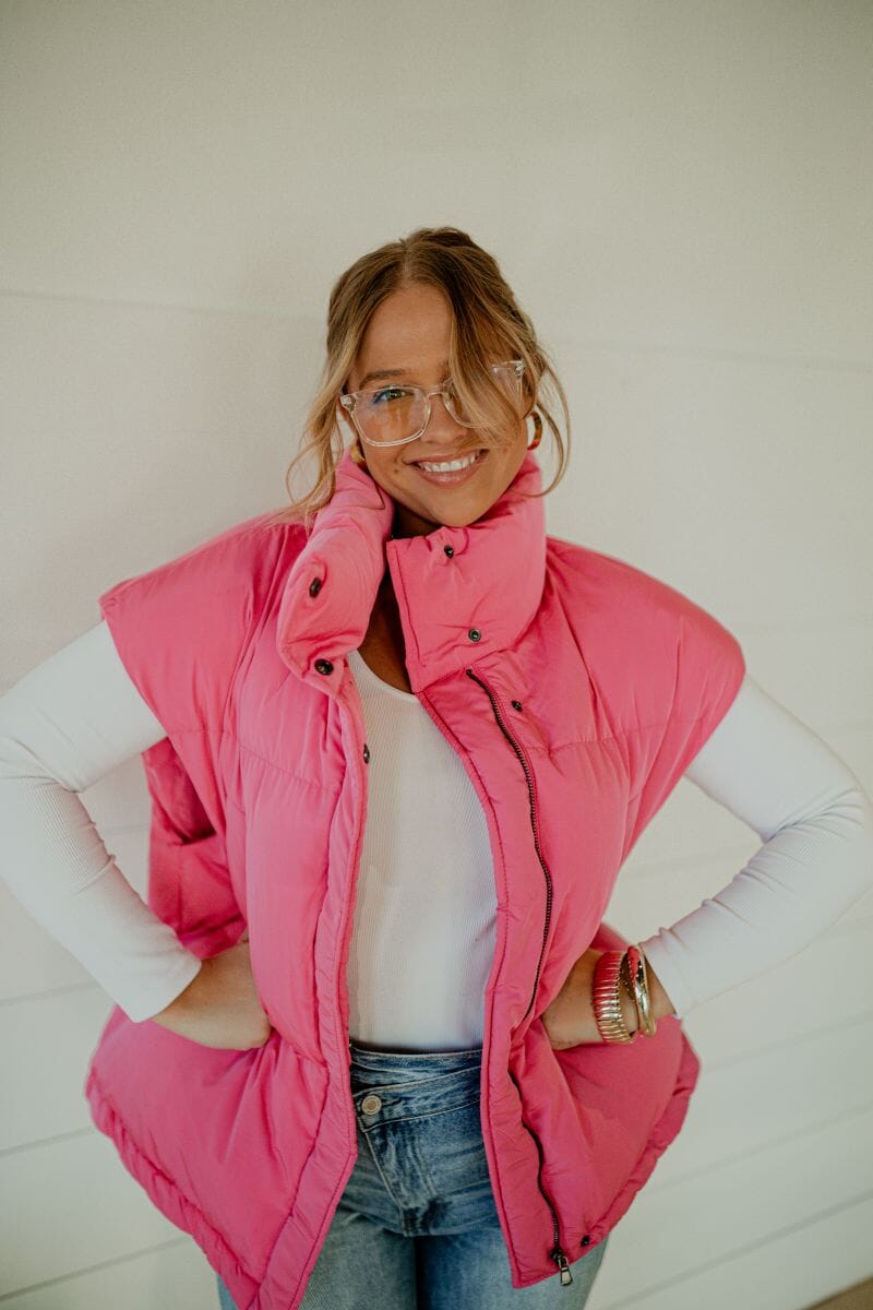 Pretty In Pink Oversized Puffer Vest vest Hyfve 