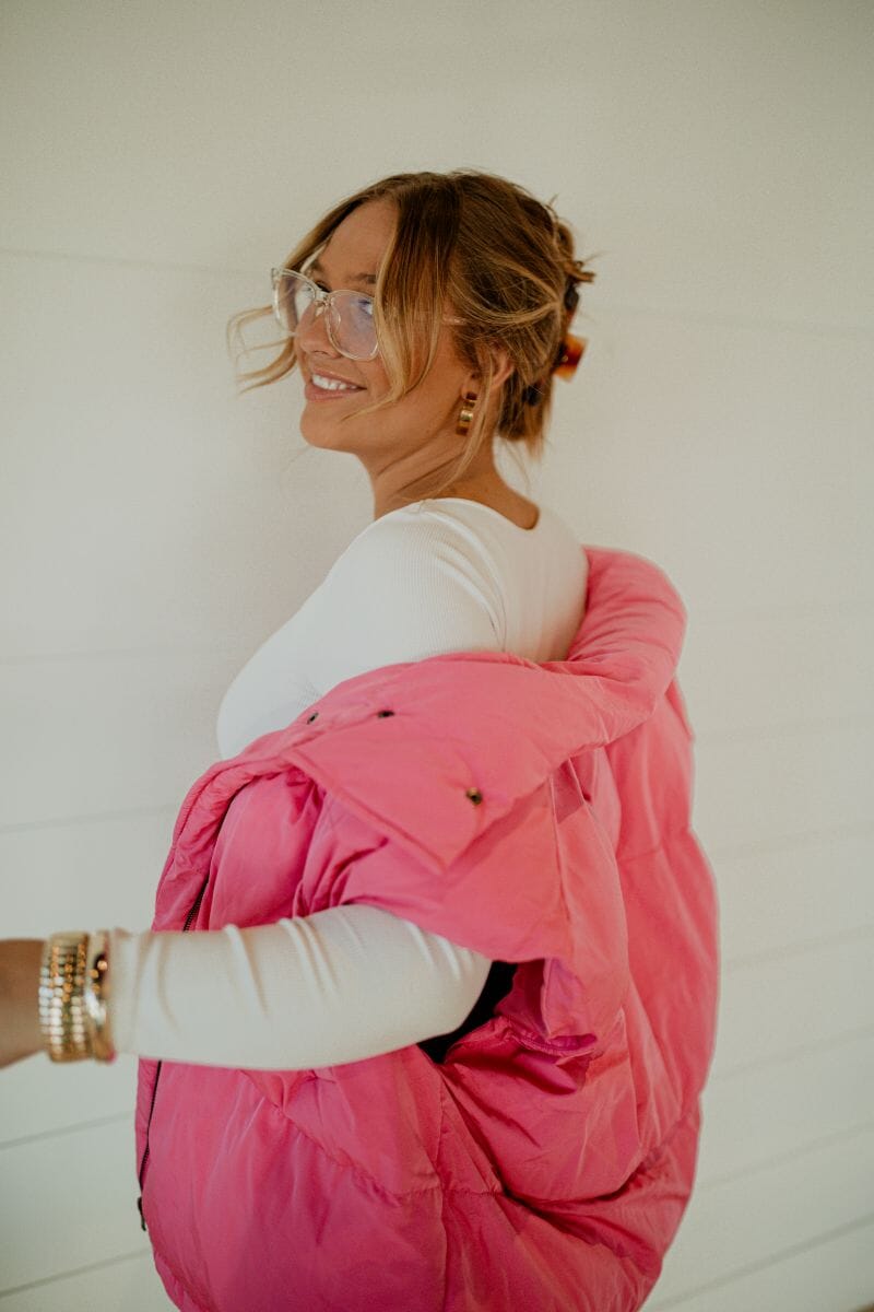 Pretty In Pink Oversized Puffer Vest vest Hyfve 