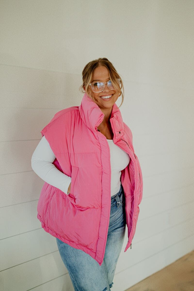 Pretty In Pink Oversized Puffer Vest vest Hyfve 