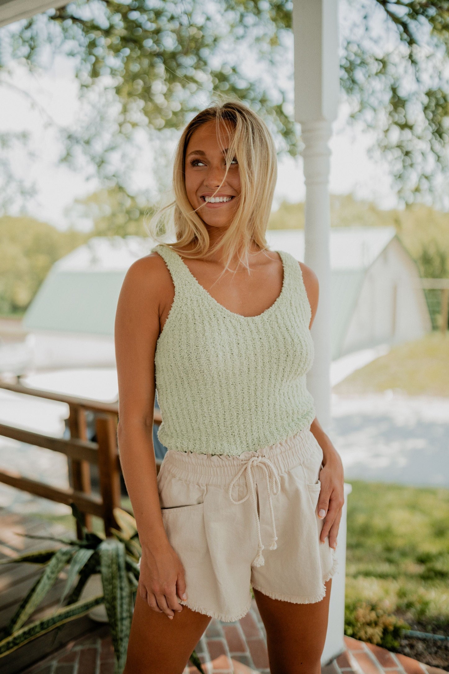 Sage Textured Tank Top blu pepper 